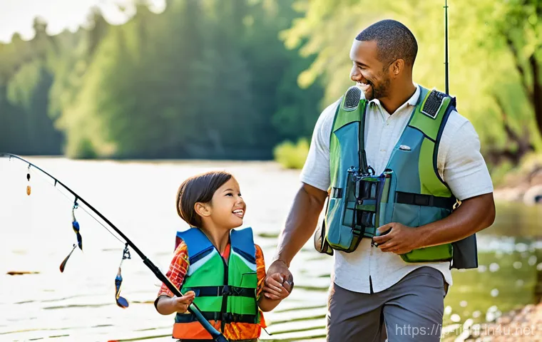 낚시 허가와 규제 확인법 - Prompt 1: Serene Family Fishing Day**